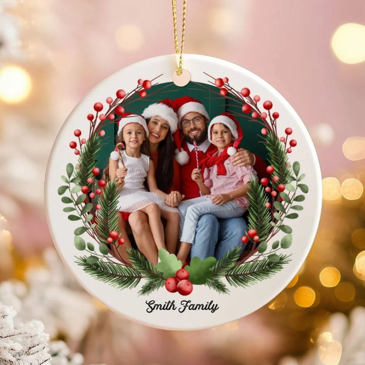 Family Christmas Ornament with Photo Upload